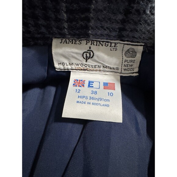 James Pringle Holm Mills Scotland Wool Skirt Blue Plaid Size 10 Long - Picture 6 of 10